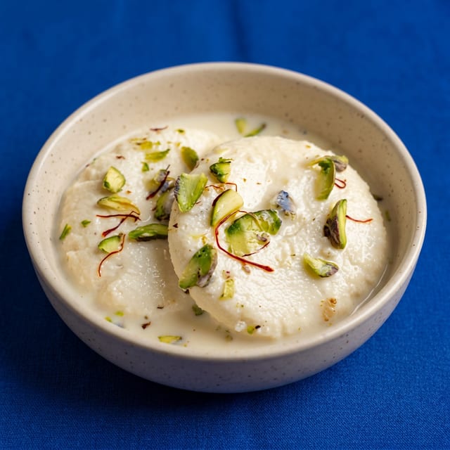Kesari Pista Rasmalai.